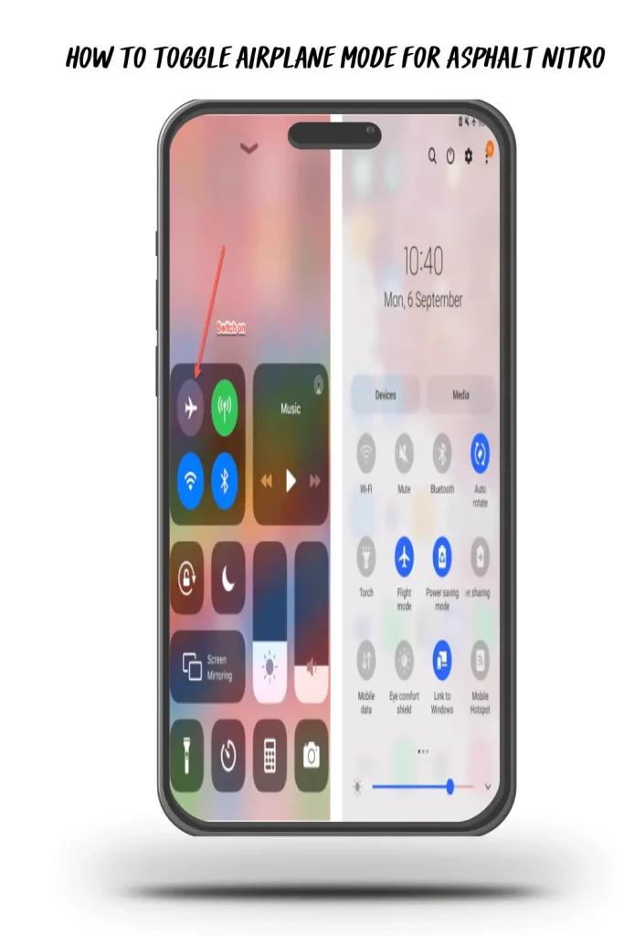 how to toggle airplane mode for asphalt nitro